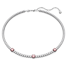 Matrix Tennis necklace, Mixed cuts, Pink, Rhodium plated