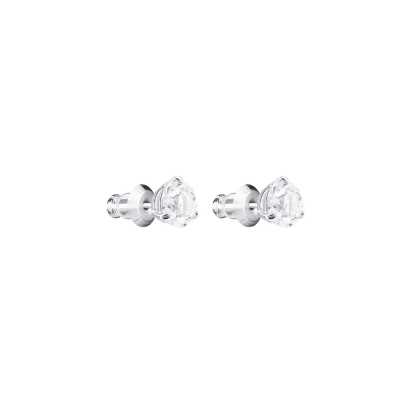 swarovski solitaire stud earrings  round cut  white  rhodium plated