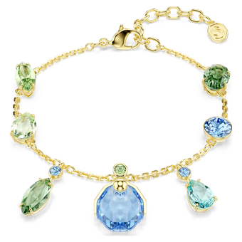 swarovski gema bracelet  mixed cuts  multicolored  gold tone plated