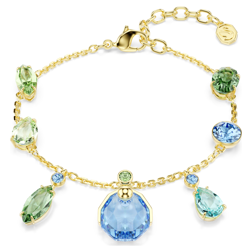 swarovski gema bracelet  mixed cuts  multicolored  gold tone plated