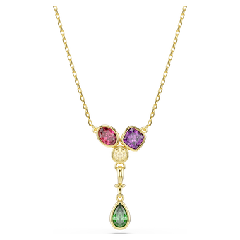 swarovski imber y pendant  mixed cuts  multicolored  18k gold finish