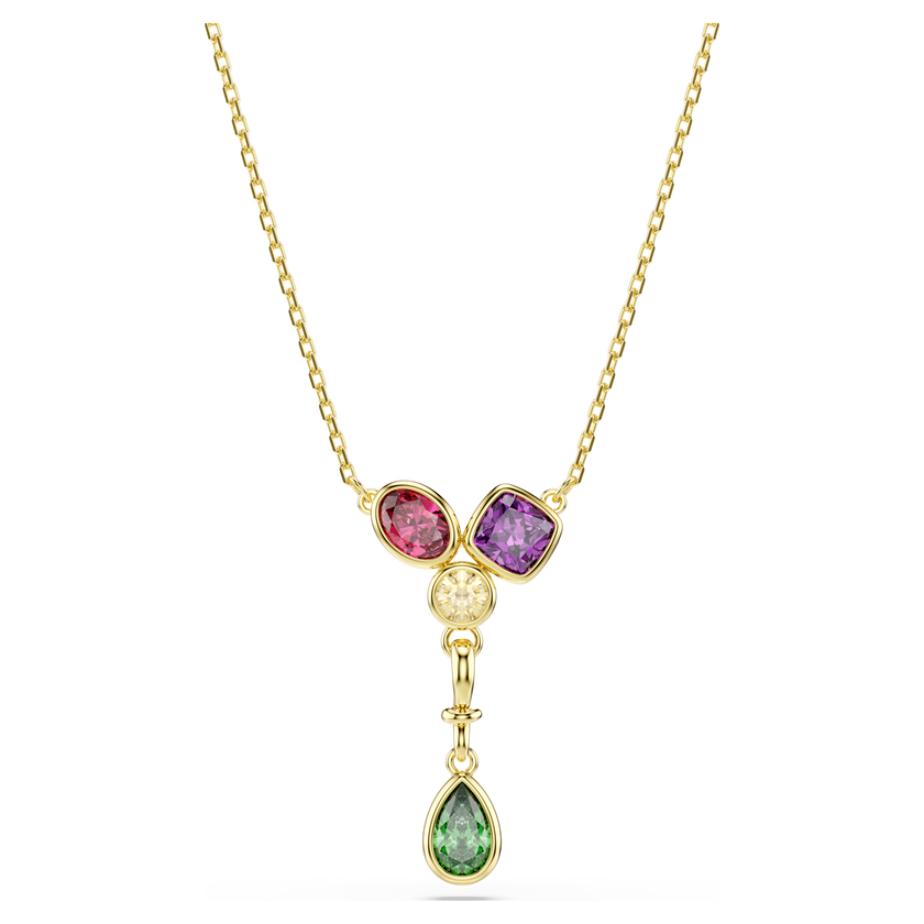 swarovski imber y pendant  mixed cuts  multicolored  18k gold finish