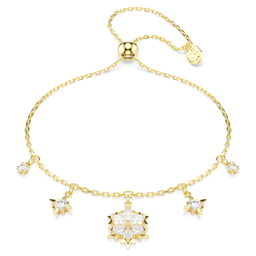 swarovski magic bracelet  mixed cuts  snowflake  white  18k gold finish