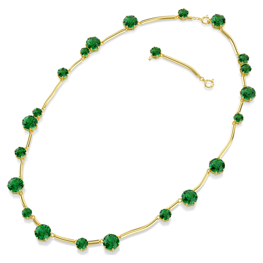 swarovski constella strand  mixed round cuts  green  gold tone plated