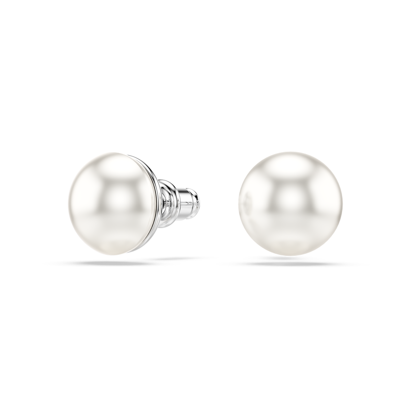 swarovski matrix stud earrings  crystal pearl  white  rhodium plated