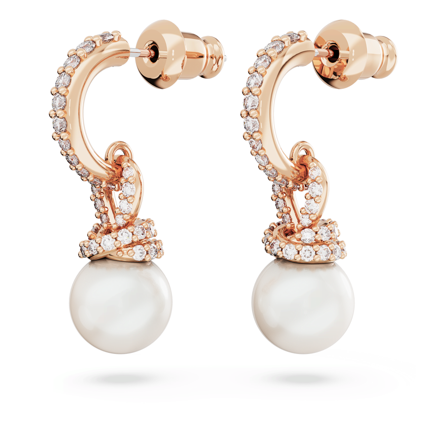 swarovski originally drop earrings  white  rose gold tone plated
