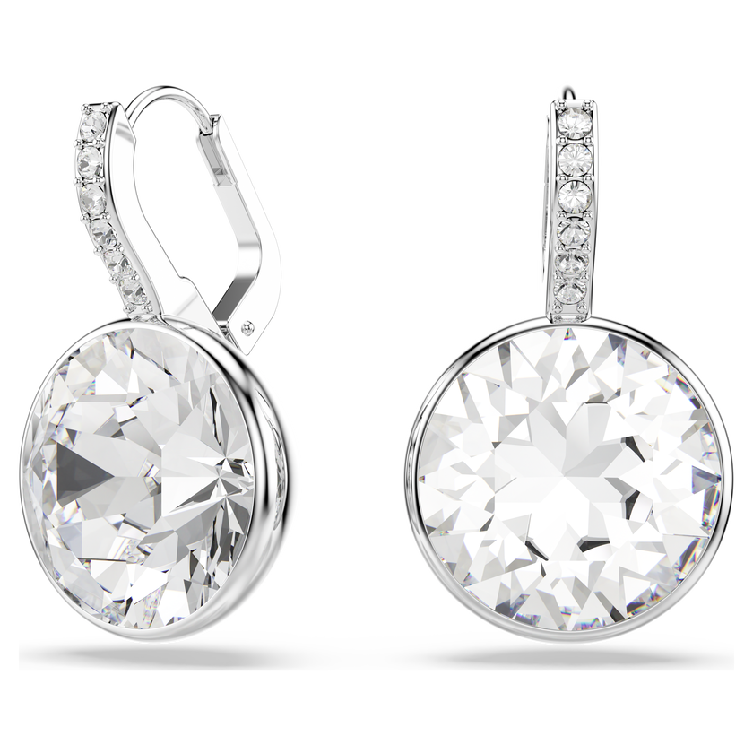 swarovski millenia drop earrings  round cut  white  rhodium plated