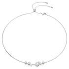 swarovski constella necklace  crystal pearl  round cuts  white  rhodium plated