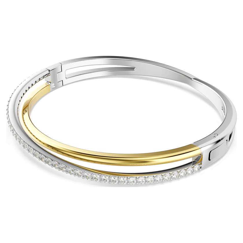 swarovski hyperbola bangle  round cut  white  mixed metal finish
