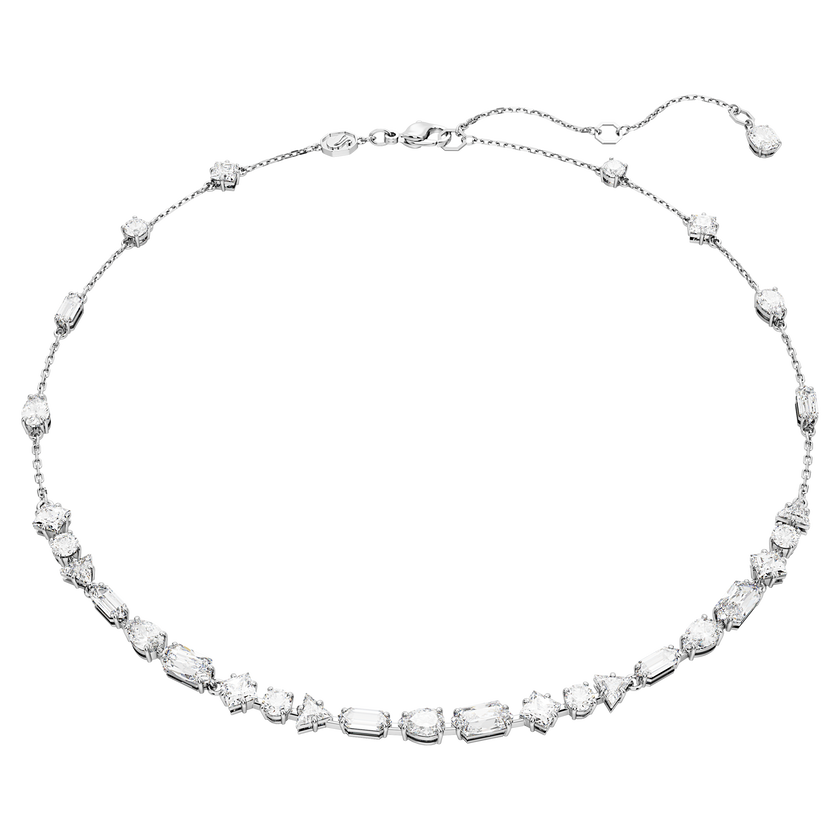swarovski mesmera necklace  mixed cuts  scattered design  white  rhodium plated