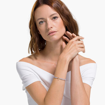 swarovski lifelong heart bangle  white  mixed metal finish