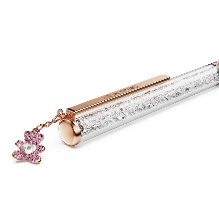 swarovski crystalline ballpoint pen  teddy  pink  pink lacquered  rose gold tone plated