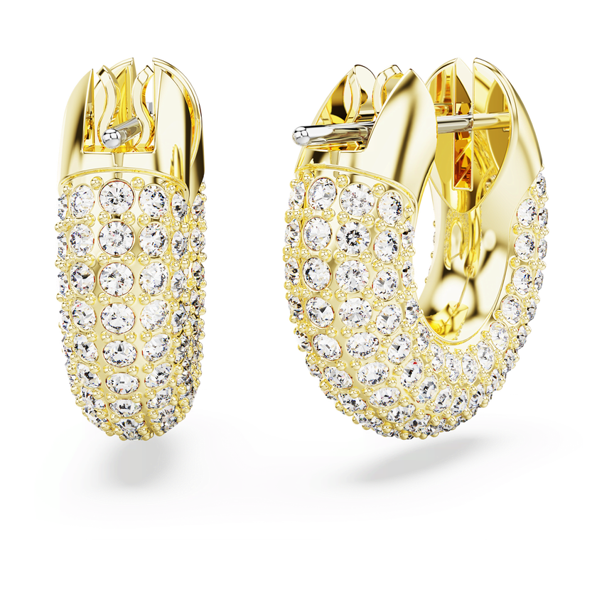 swarovski dextera hoop earrings  small  white  18k gold finish