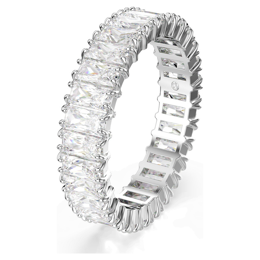 swarovski matrix ring  baguette cut  white  silver tone finish