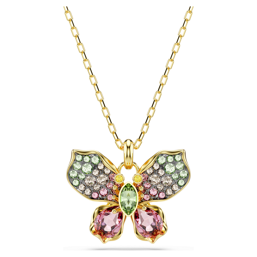 swarovski idyllia pendant  mixed cuts  pav   butterfly  multicolored  mixed metal finish