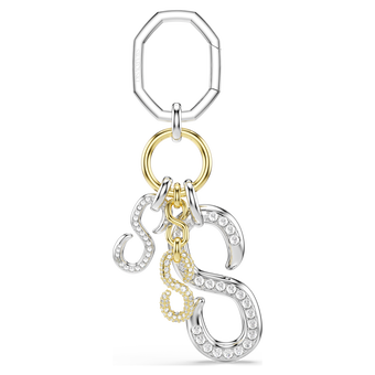 swarovski bag charm  round cut  white  mixed metal finish
