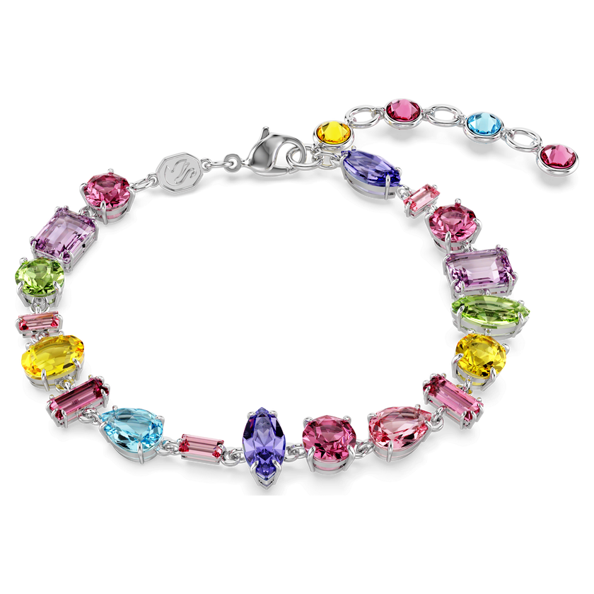 swarovski gema bracelet  mixed cuts  multicolored  rhodium plated