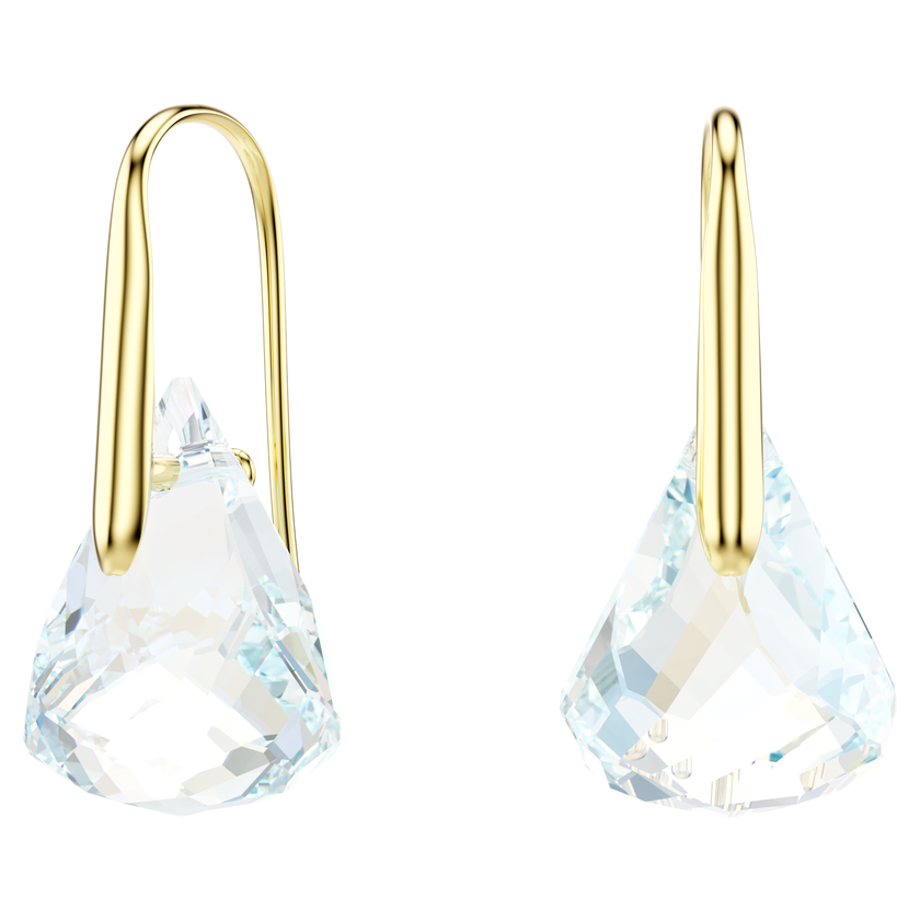 swarovski lunar drop earrings  oval cut  white  18k gold finish