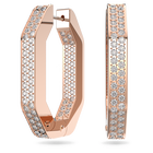 Dextera hoop earrings, Octagon, Pavé crystals, White, Rose-gold tone plated