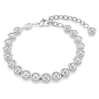 swarovski imber tennis bracelet round cut white rhodium plated