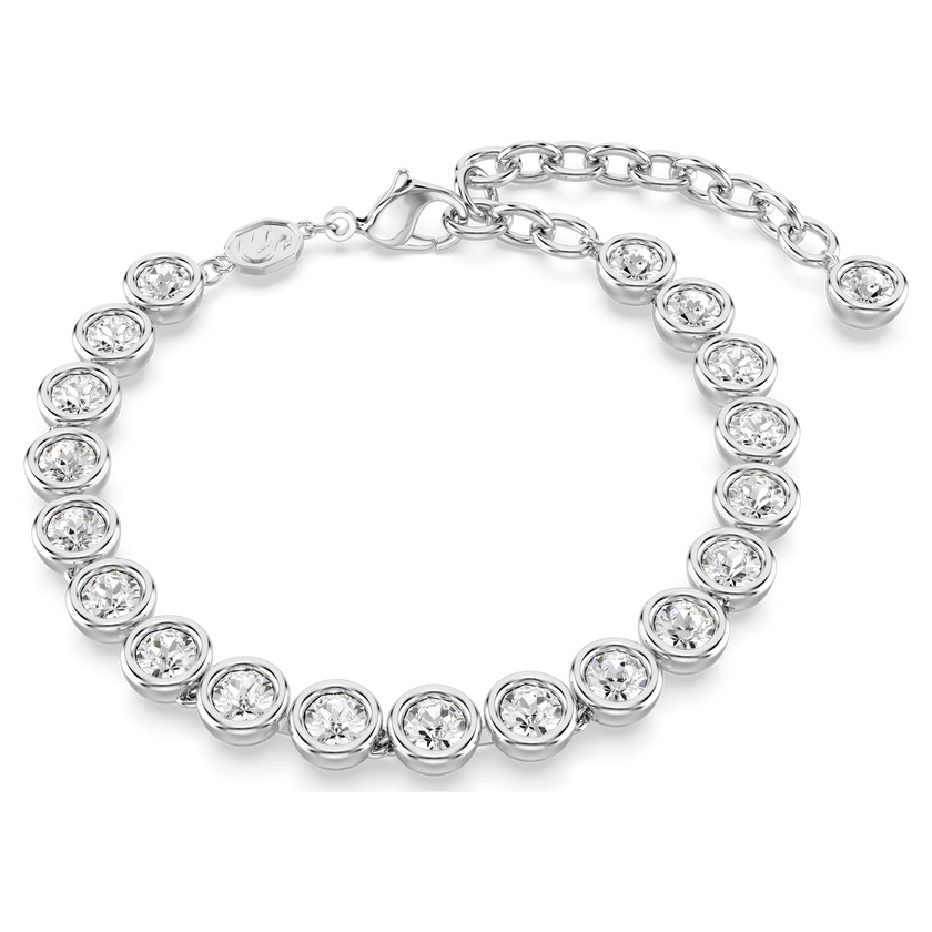 swarovski imber tennis bracelet  round cut  white  rhodium plated