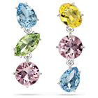 swarovski gema drop earrings asymmetrical design mixed cuts multicolored rhodium plated