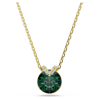 swarovski bella v pendant  round cut  green  18k gold finish