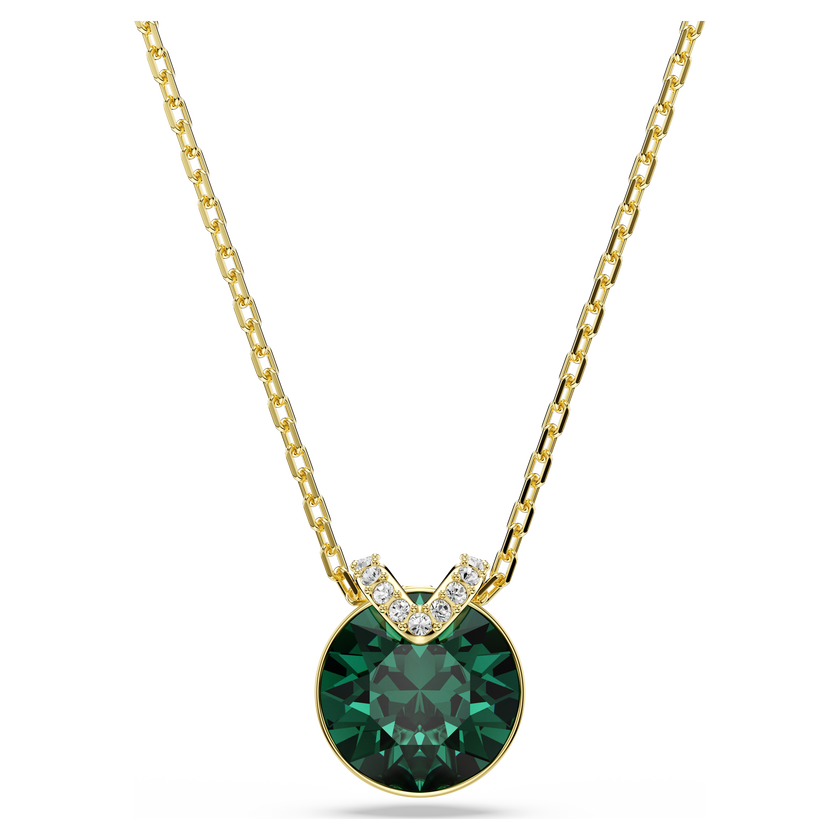 swarovski bella v pendant  round cut  green  18k gold finish