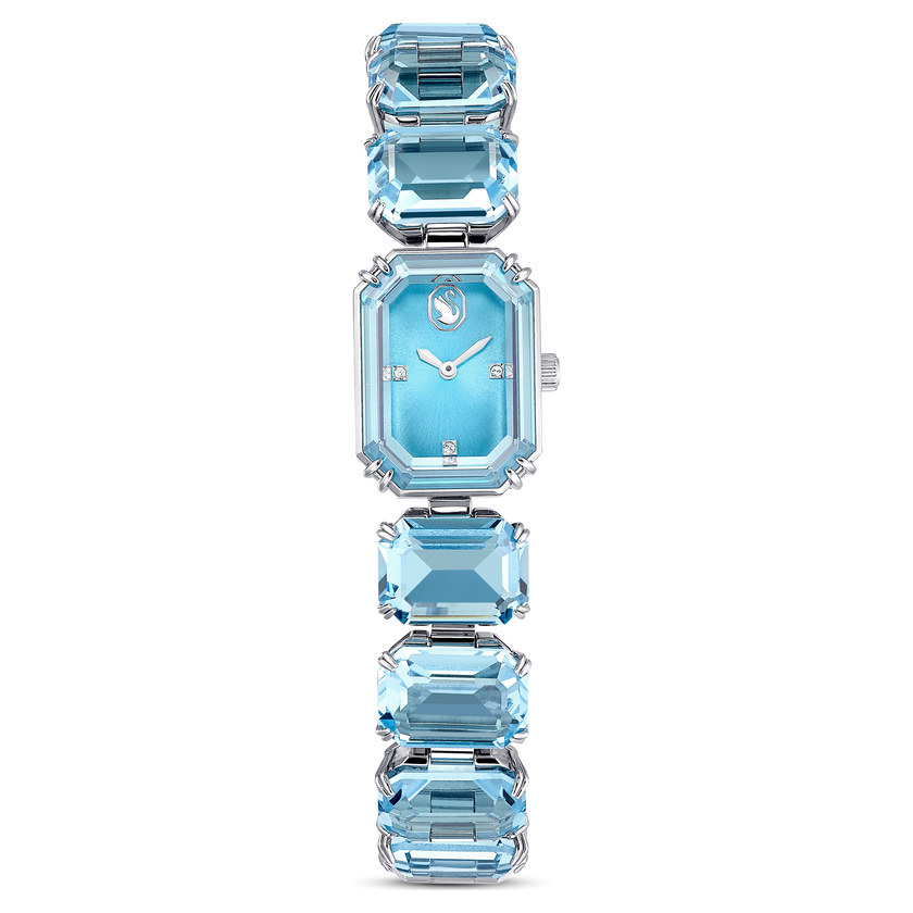 swarovski watch  octagon cut bracelet  blue  stainless steel