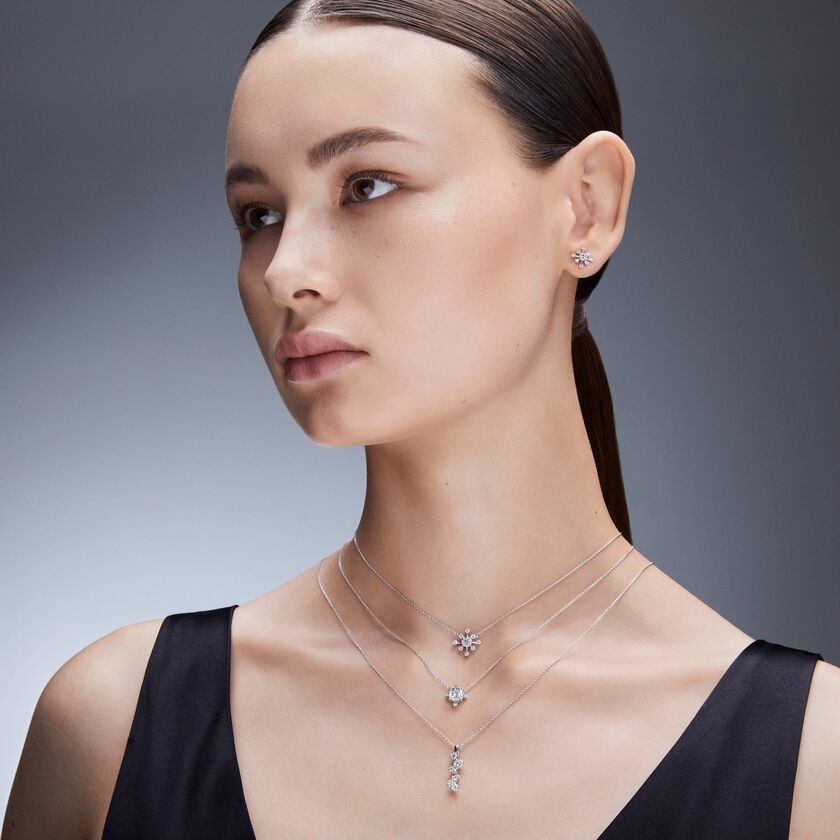 swarovski galaxy pendant  laboratory grown diamonds 0 9 ct tw  18k white gold