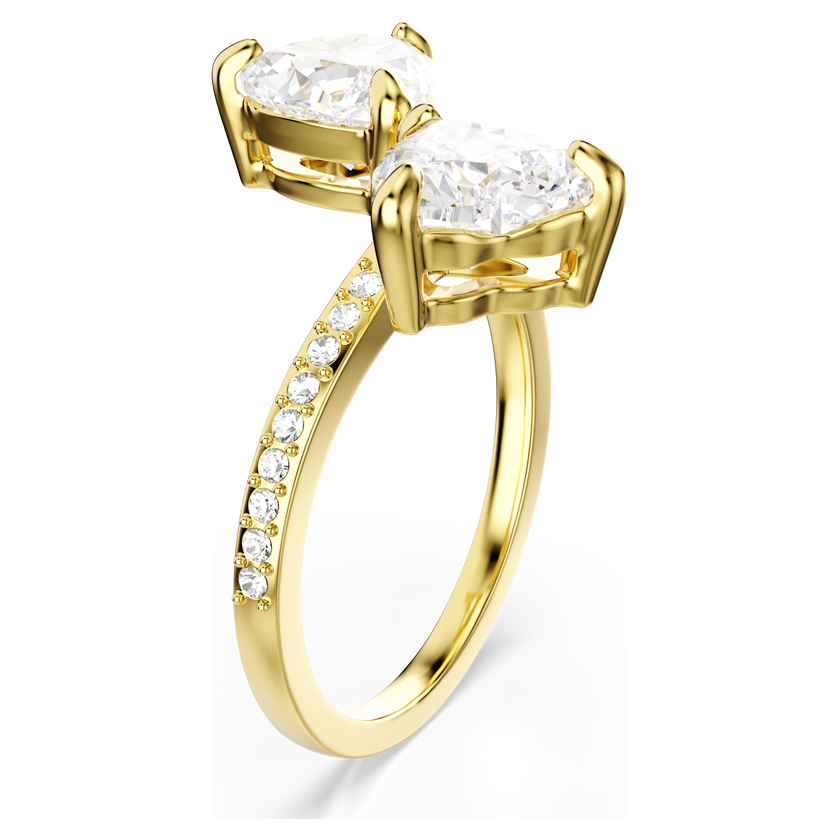 swarovski mesmera attract open ring  heart cut  pav   heart  white  gold tone plated