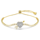 swarovski idyllia bracelet  mixed cuts  heart with arrow  white  gold tone plated