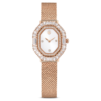 swarovski matrix octagon watch  metal bracelet  rose gold tone  rose gold tone finish