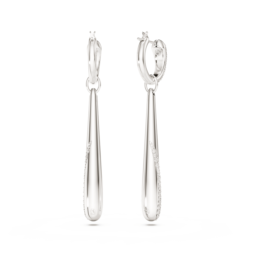 swarovski classica drop and hoop earrings  round cut  white  sterling silver
