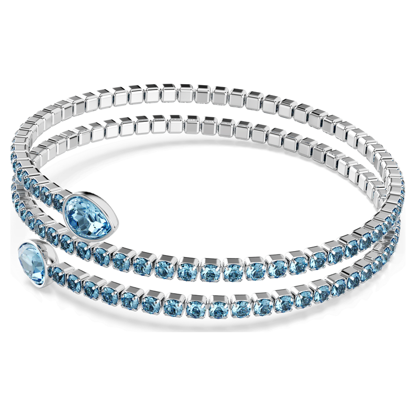 swarovski twisty cuff  mixed cuts  blue  rhodium plated