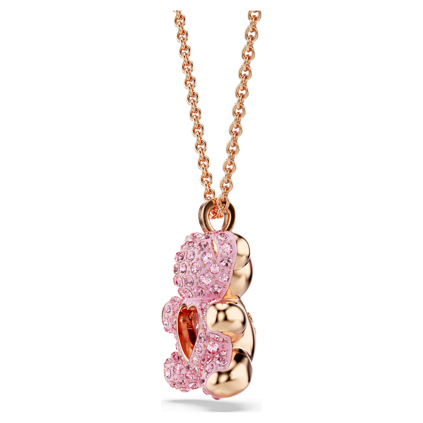 swarovski teddy pendant  bear  pink  rose gold tone plated