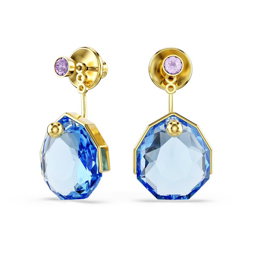 swarovski gema earring jackets  blue  gold tone plated