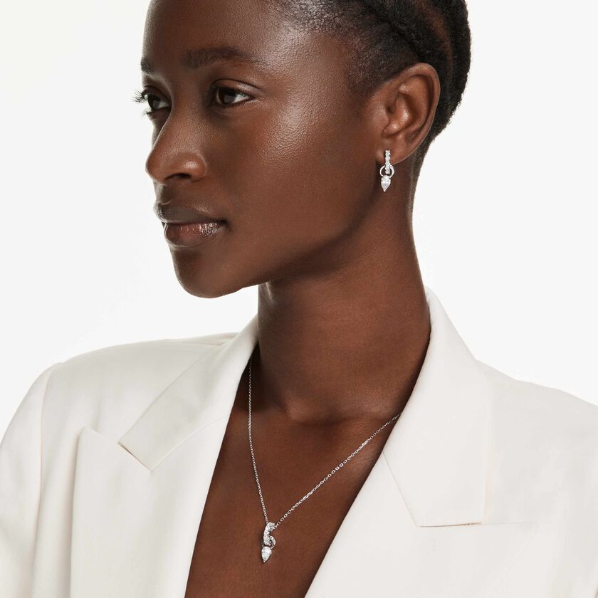 swarovski mesmera set  pear cut  round cut  white  rhodium plated
