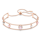 swarovski one bracelet  mixed cuts  heart  pink  rose gold tone plated