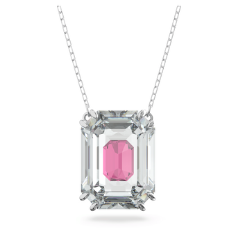 Chroma necklace, Pink, Rhodium plated swarovski chroma necklace  pink  rhodium plated