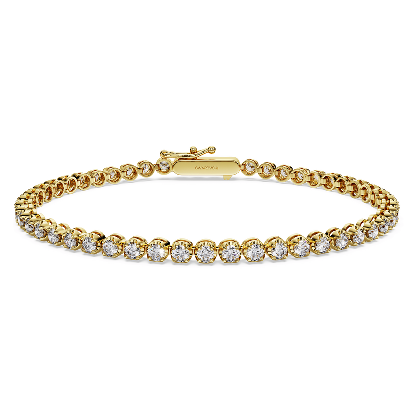 swarovski eternity tennis bracelet  lab grown diamonds 2 5 ct tw  round shape  18k yellow gold