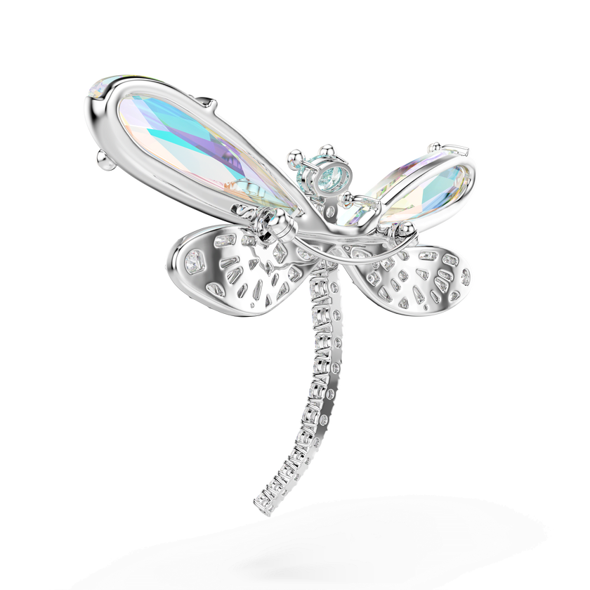 ariana grande x swarovski brooch and hair accessory  mixed cuts  dragonfly  green  rhodium plated