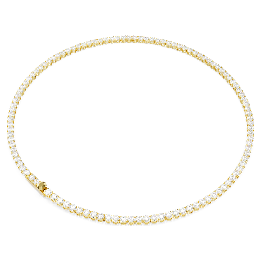 swarovski matrix tennis necklace  round cut  white  18k gold finish