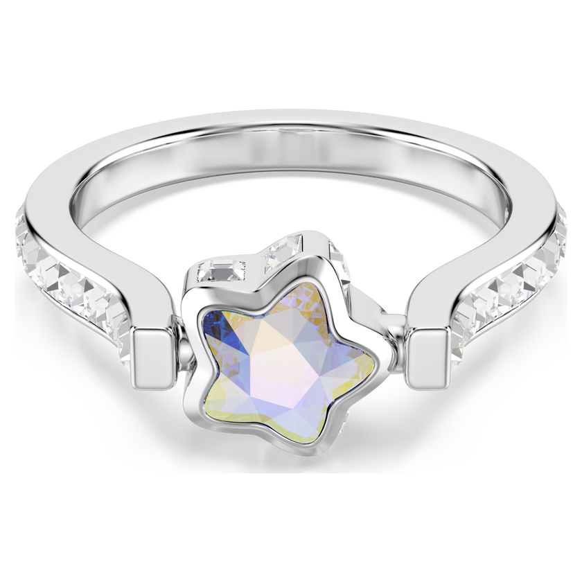 swarovski chroma ring  star  white  rhodium plated