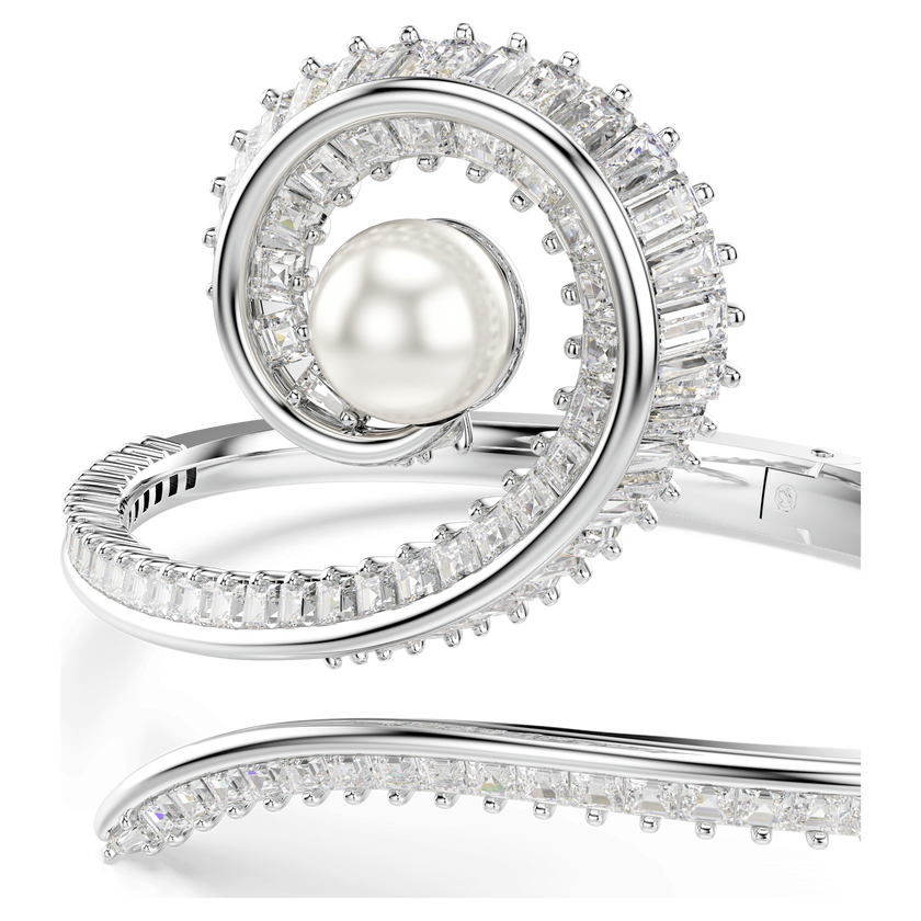 ariana grande x swarovski bangle  crystal pearl  baguette cut  white  rhodium plated