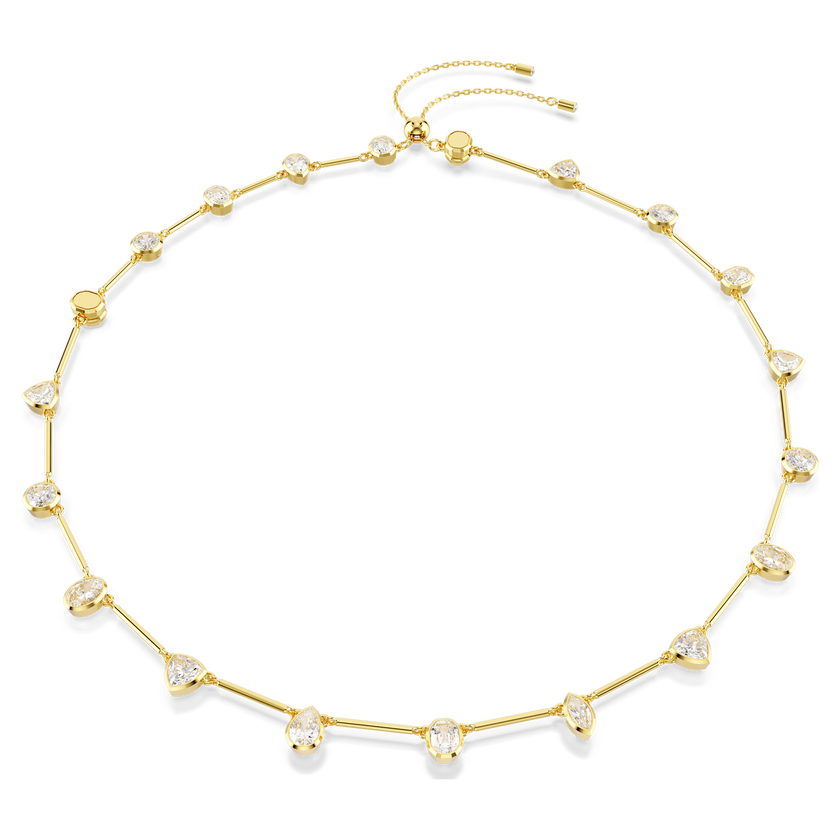 swarovski imber tennis necklace  mixed cuts  white  gold tone plated