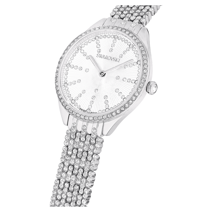 swarovski attract watch  swiss made  full pav    crystal bracelet  silver tone  stainless steel
