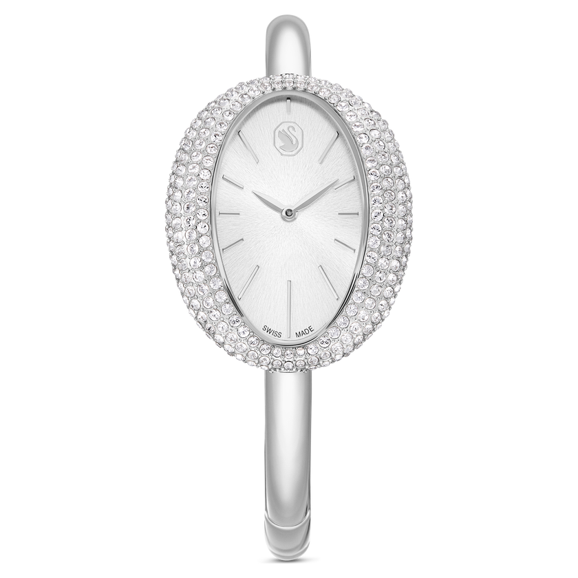 swarovski imber bangle watch  swiss made  metal bracelet  silver tone  stainless steel