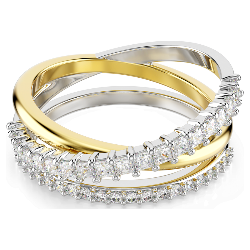 swarovski hyperbola ring  mixed cuts  white  mixed metal finish