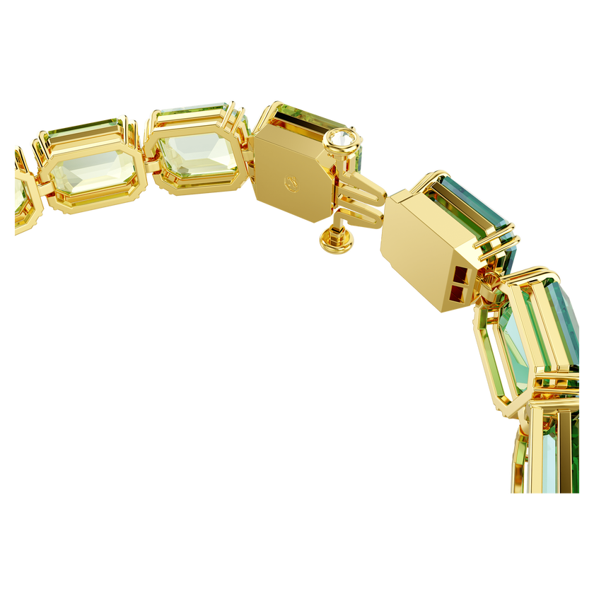 swarovski millenia tennis bracelet  octagon cut  color gradient  green  gold tone plated